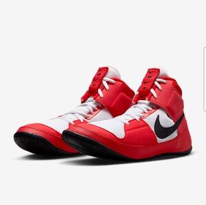 Nike Fury Wrestling High-Top Sneakers - Red and White